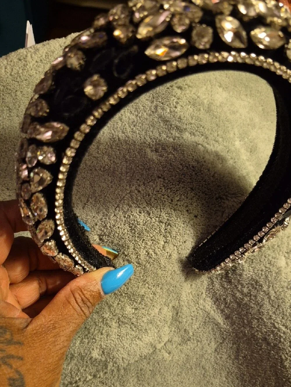 Crystal Embellished Black Headband